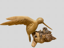 Load image into Gallery viewer, Hand-Carved Wooden Hummingbird on Driftwood