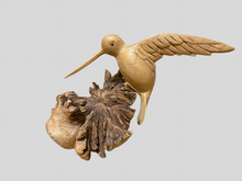 Load image into Gallery viewer, Hand-Carved Wooden Hummingbird on Driftwood
