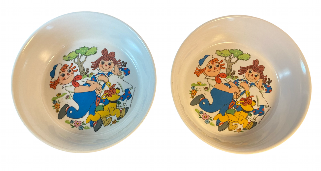 Raggedy Ann and Andy plastic bowls