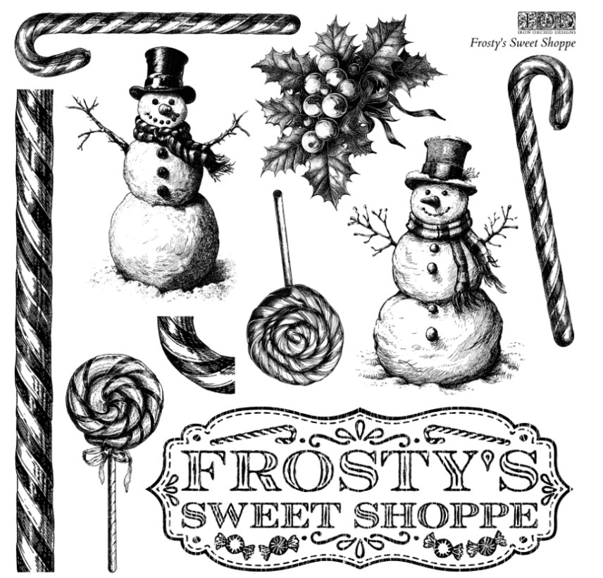 2024 IOD Holiday Collection FROSTY'S SWEET SHOPPE 12X12 IOD STAMP