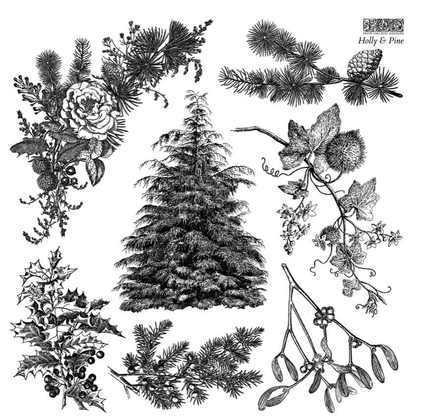 HOLLY & PINE 12X12 IOD STAMP