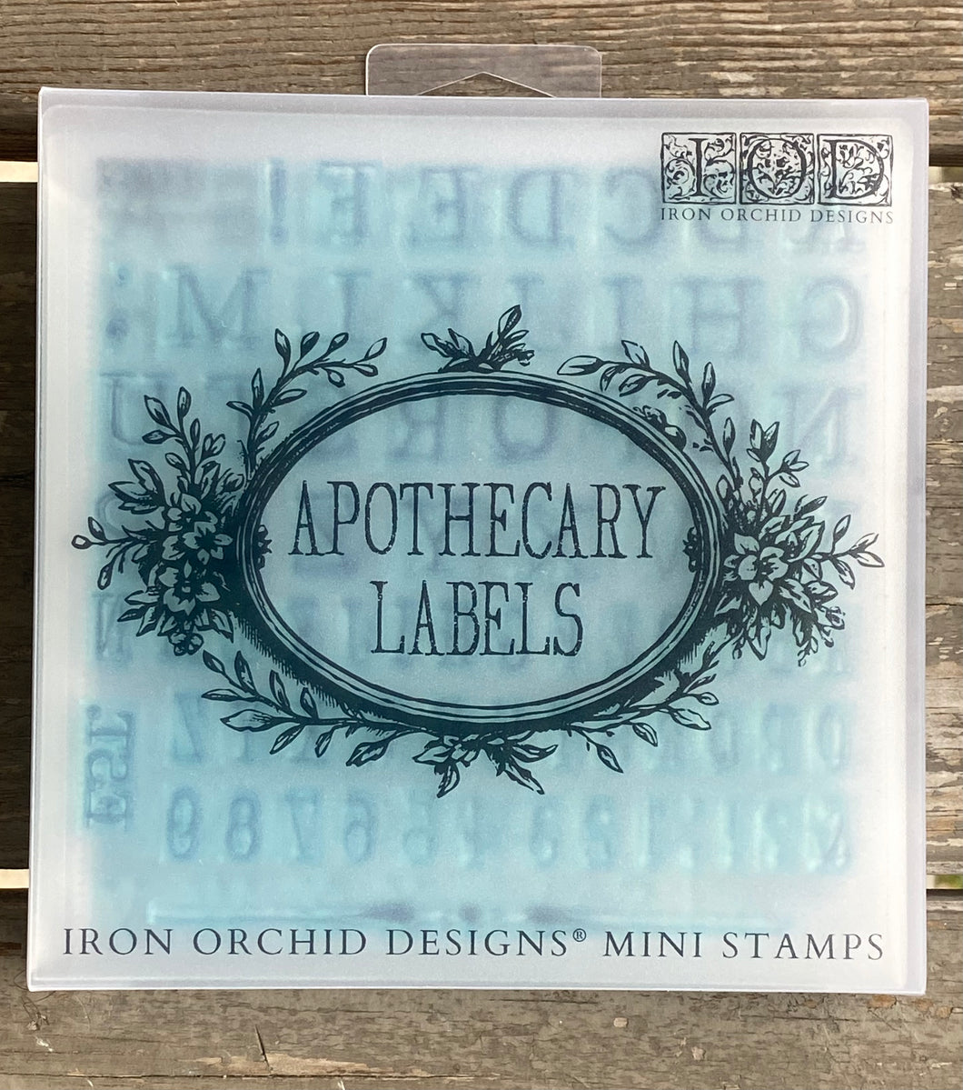 2024 IOD New Release Collection APOTHECARY LABELS MINI STAMPS