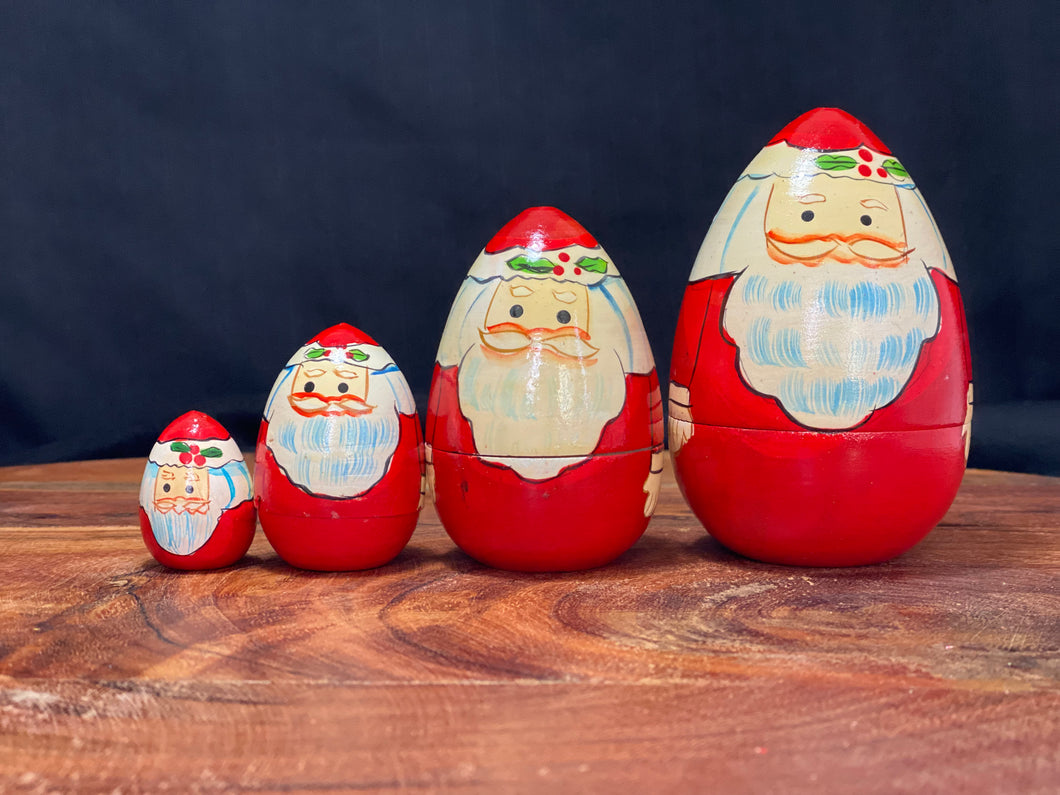 Vintage Christmas. Egg Shaped Nesting Santa’s